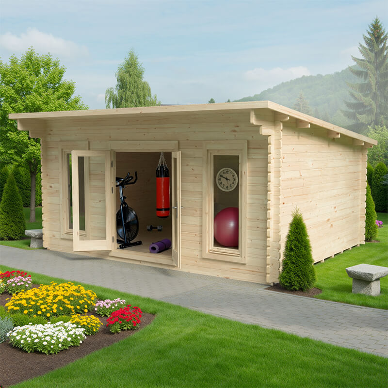 Forest Garden Mendip 5x4m Log Cabin Garden Office 45mm