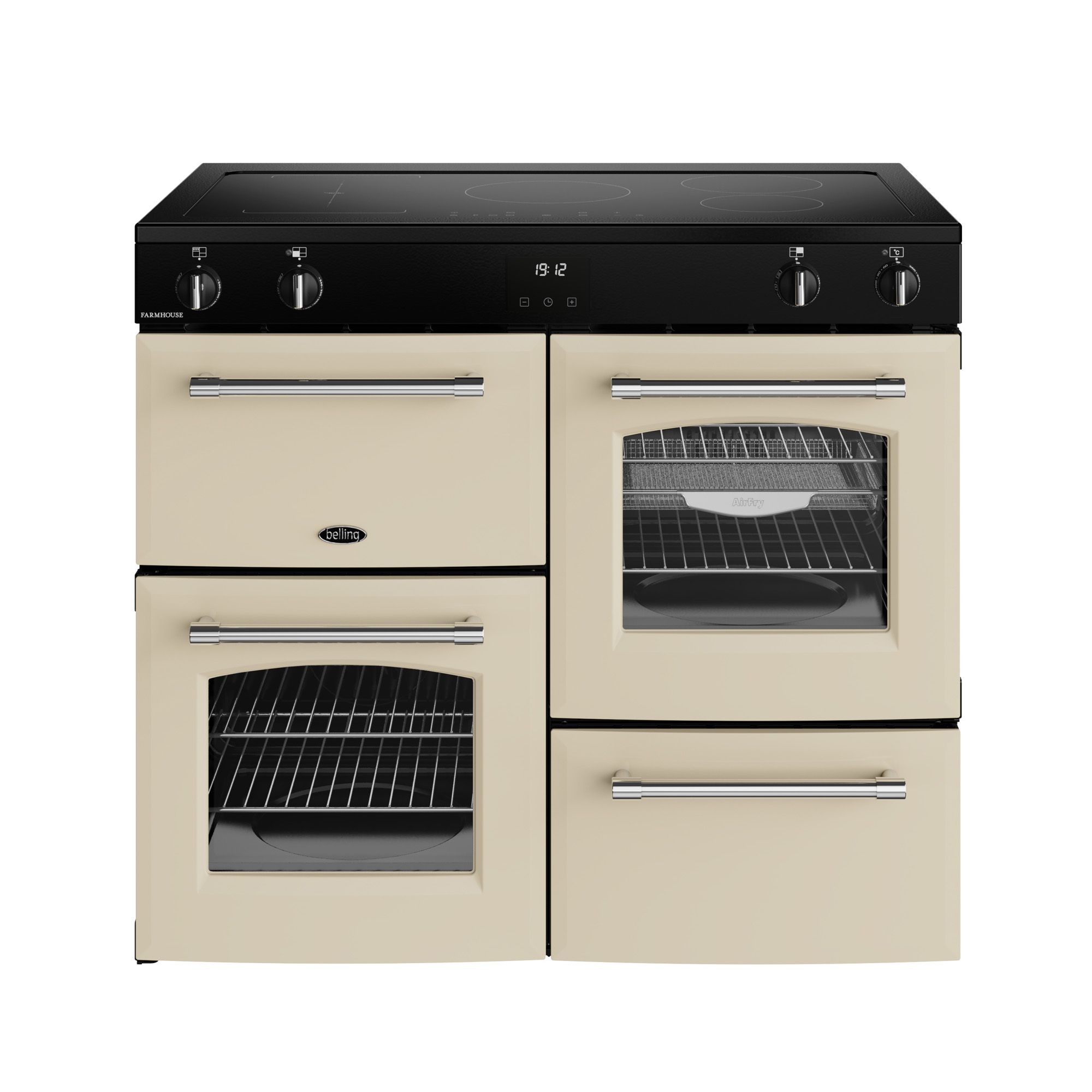 Belling Farmhouse 100EI Cream 100cm Electric Range Cooker with Induction Hob