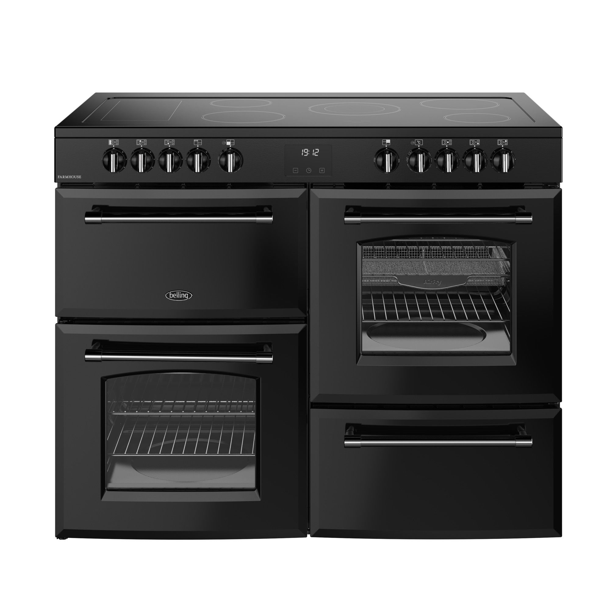 Belling Farmhouse 110cm Electric Range Cooker Ceramic Hob Black