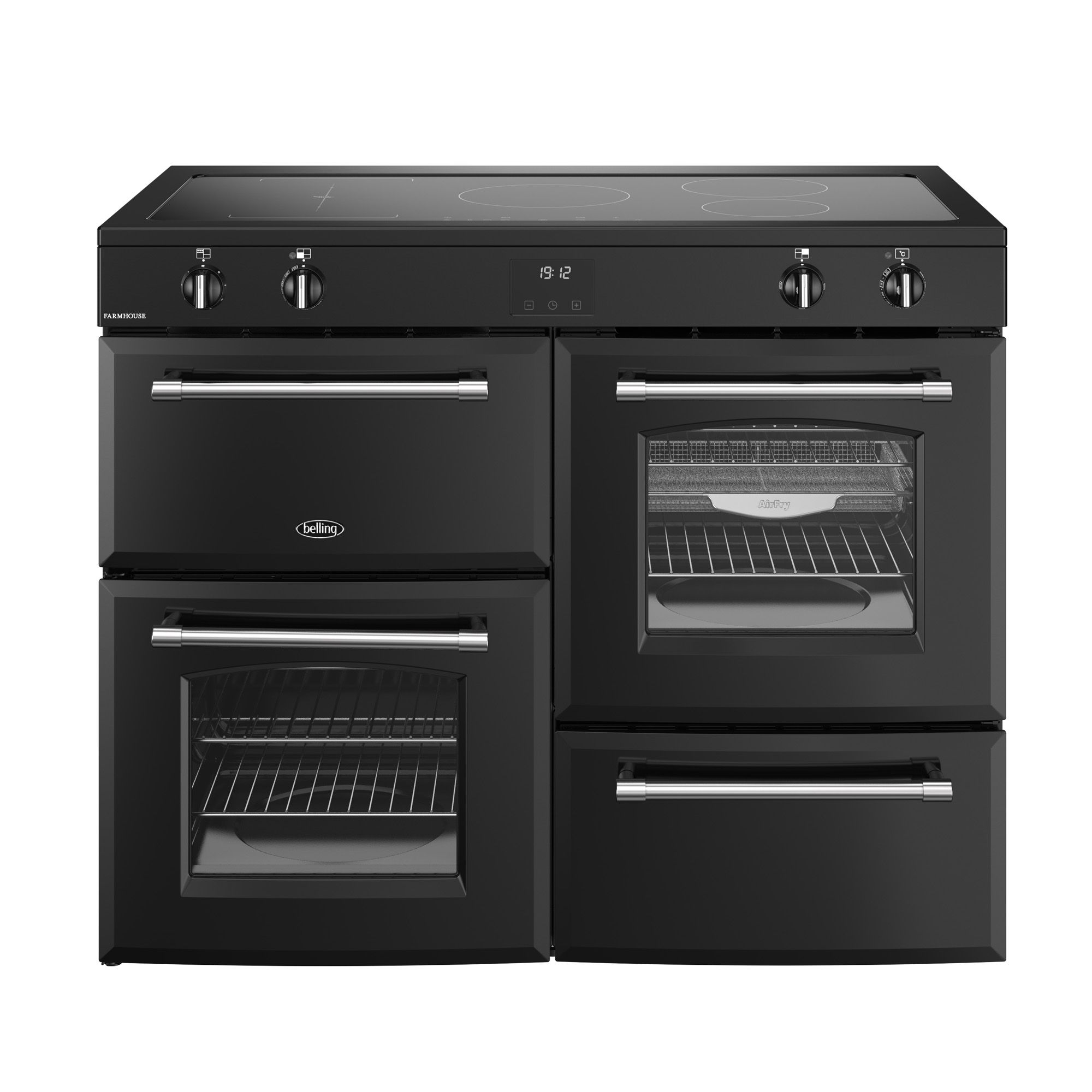 Belling Farmhouse 110EI 110cm Electric Range Cooker with Induction Hob in Black