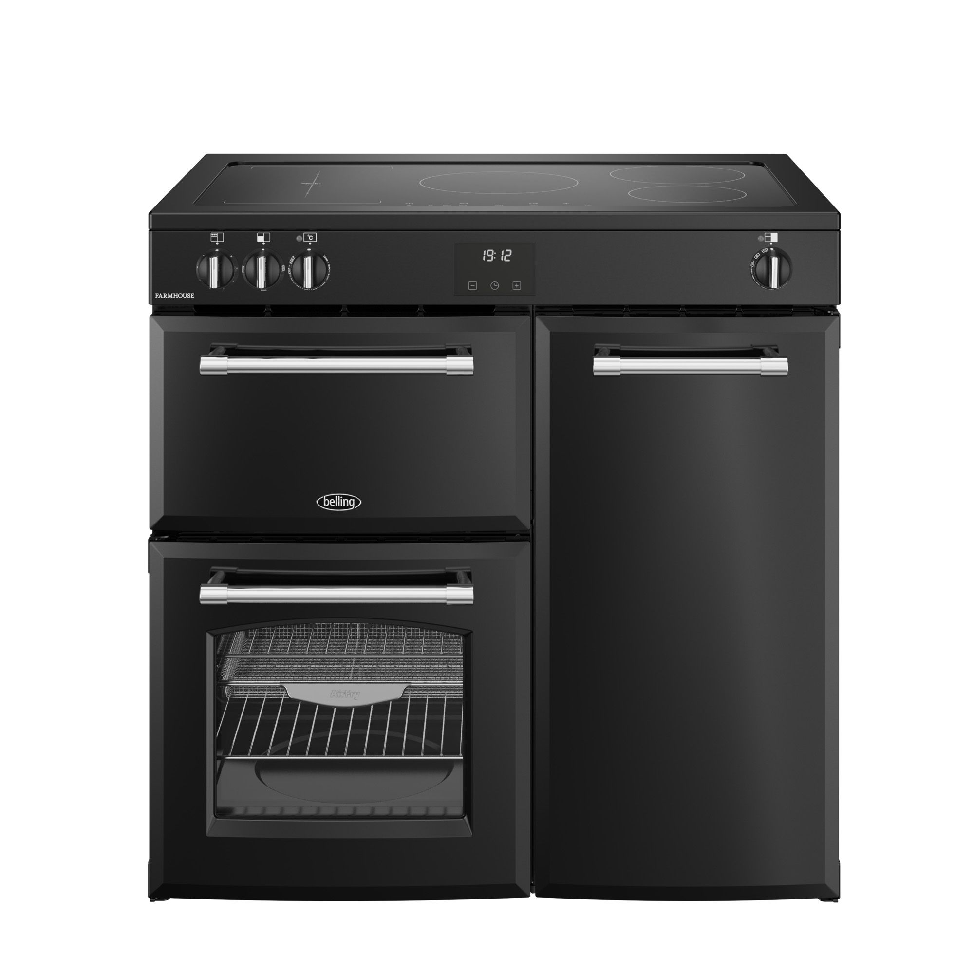 Belling Farmhouse 90EI Black 90cm Electric Range Cooker with Induction Hob