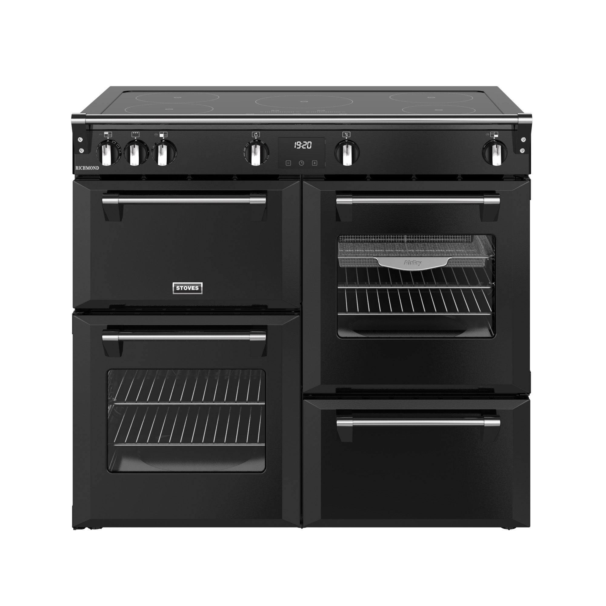 Stoves Richmond 100cm Electric Induction Range Cooker Black - Quad Oven