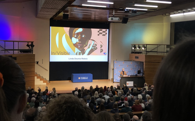 Sandi Toksvig giving the Darwin Lecture at the University of Cambridge, 2025.