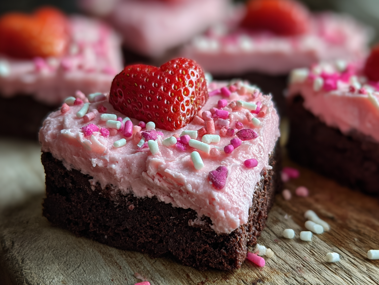 Strawberry Frosted Heart Brownies - Step 2