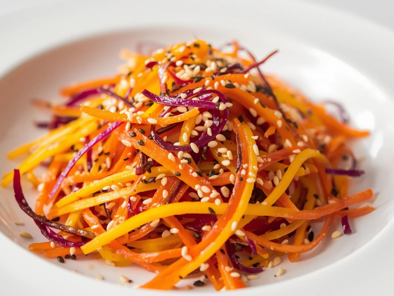 Shaved Rainbow Carrot Sesame Salad