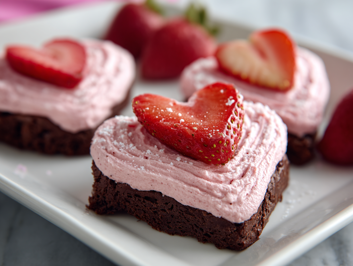 Strawberry Frosted Heart Brownies - Step 3
