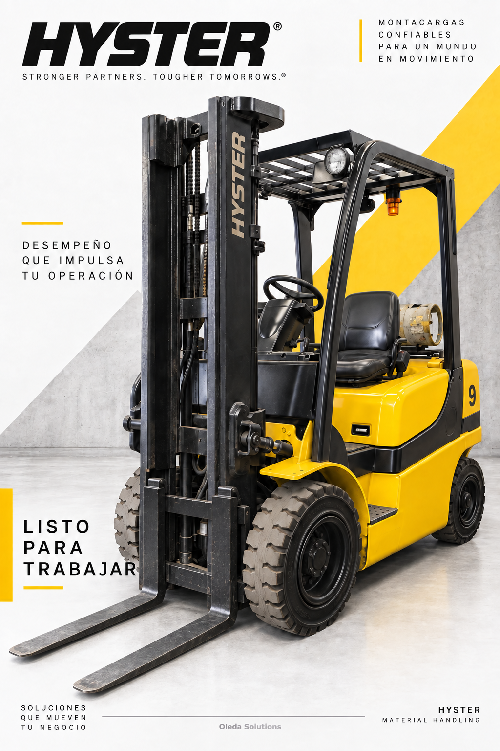 Montacargas Hyster gas LP con horquillas completas