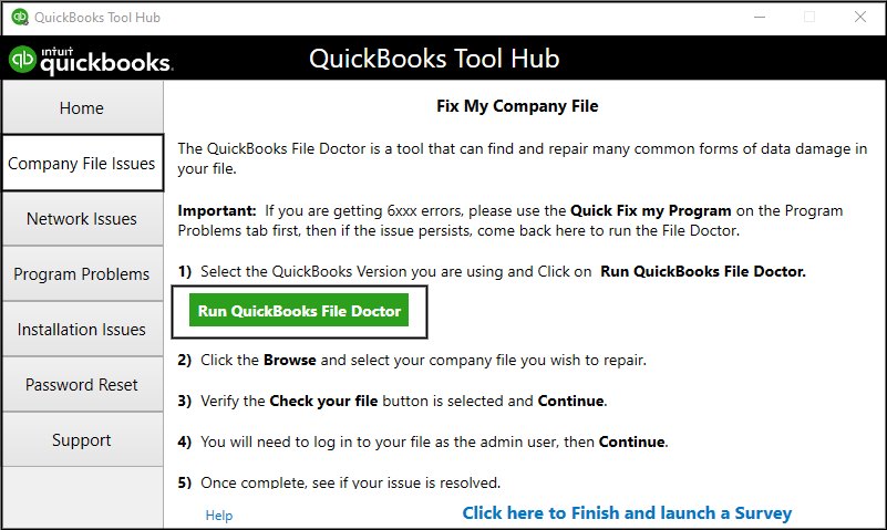 QuickBooks File Doctor: Fix Company File & Network Issues