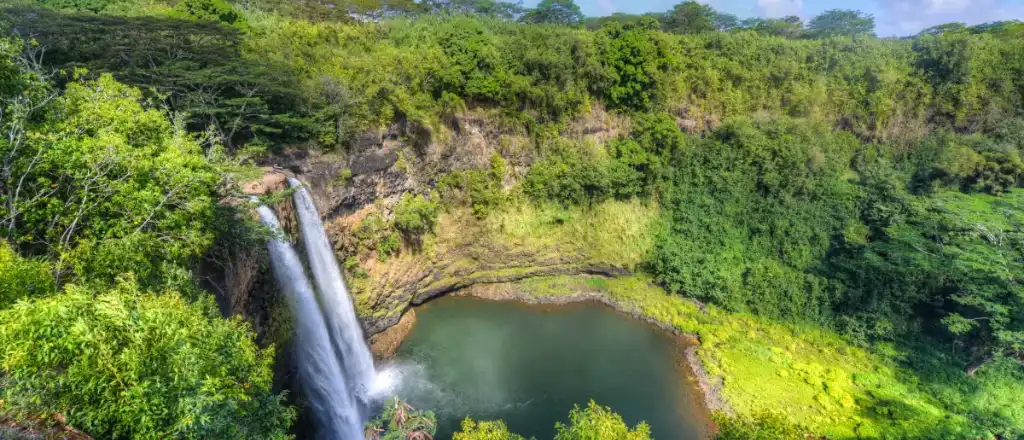 The stunning Wailua Falls in Kauai islands in hawaii