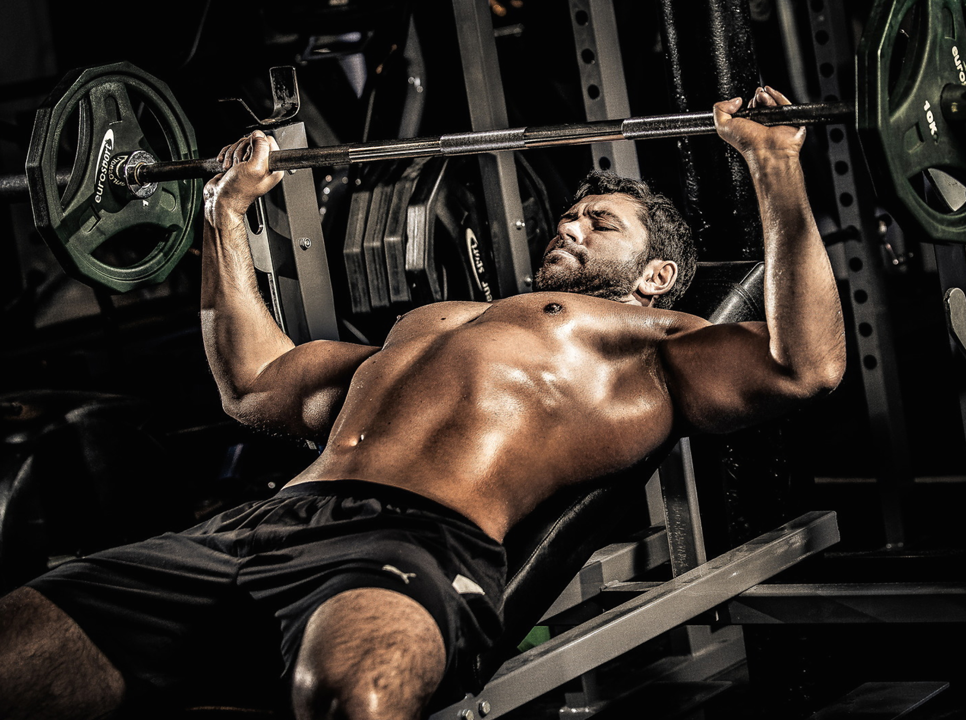 Female athlete dumbbell training photography