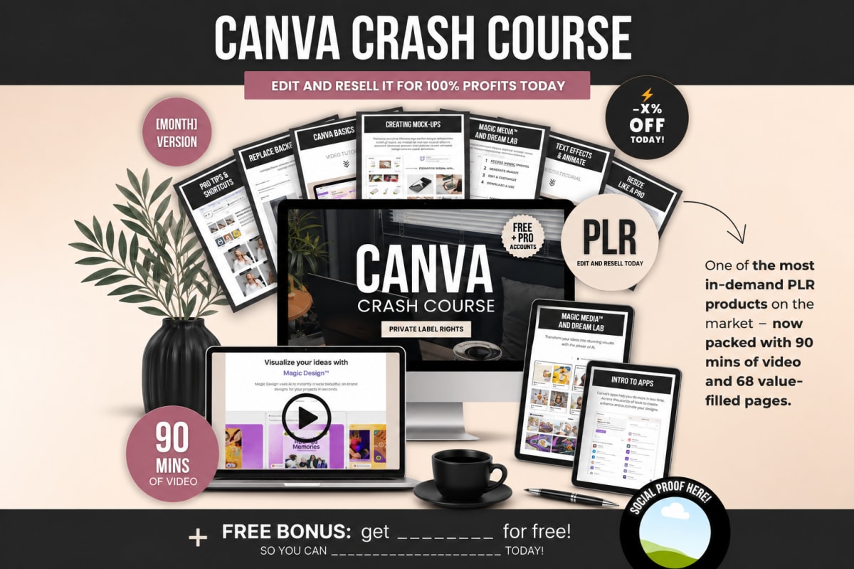 Canva Crash Course and Master Resell Rights (MRR) with Private Label Rights (PLR) Done For You ebook