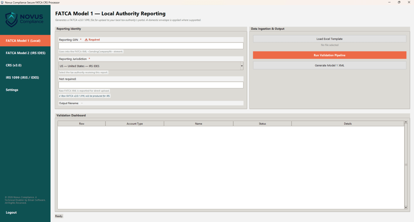 Novus Desktop reporting dashboard