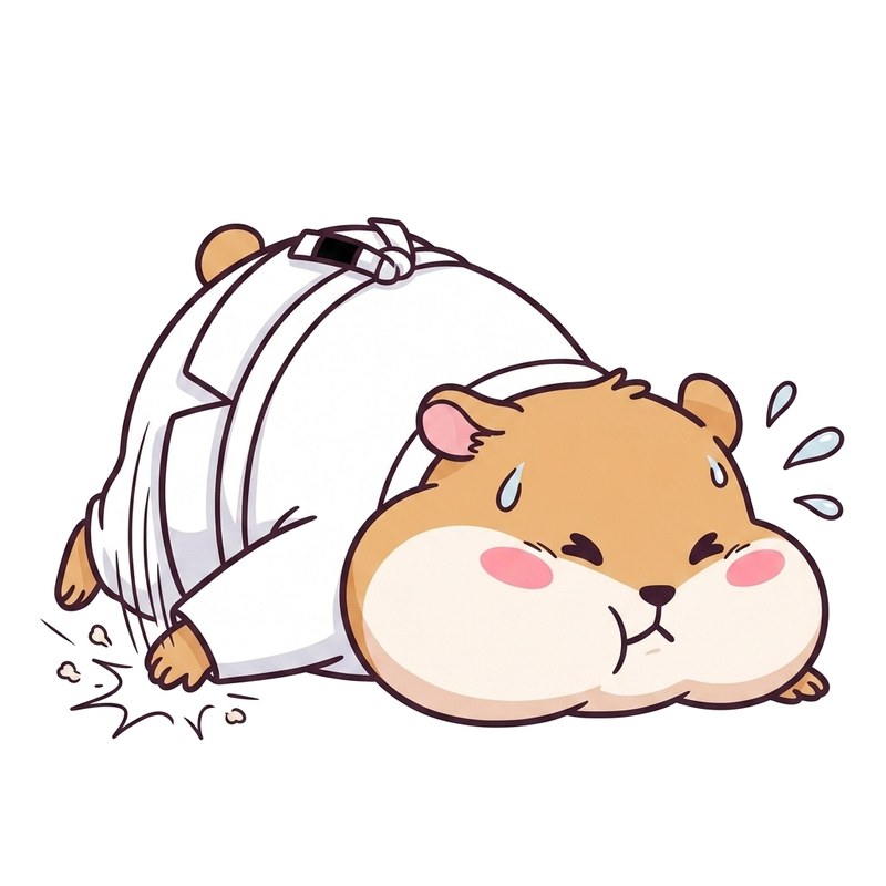 수정 후 생성된 탭탭탭 이미지. 햄스터 한 마리가 엎드려 앞발로 바닥을 두드리고 있다