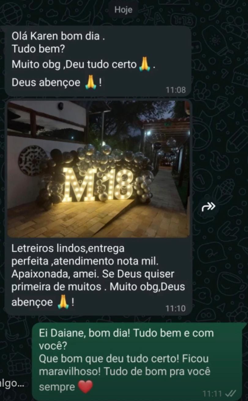 Letreiro em evento social