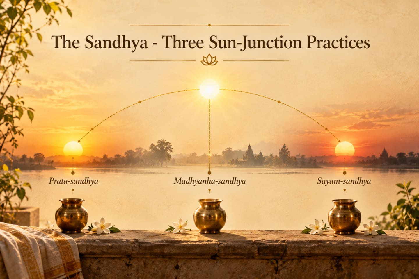 Illustration: The Sandhya — Three Sun-Junction Practices