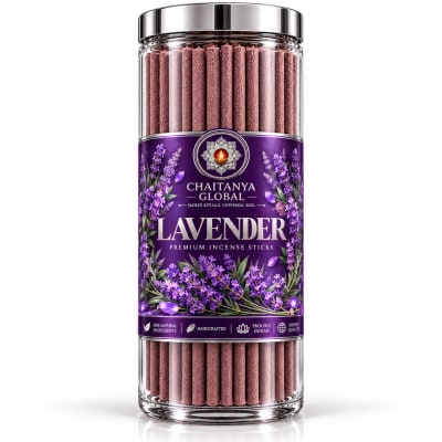 Lavender Bambooless Incense Sticks — Solid Calming Lavender, No Bamboo Core, Zero Charcoal, Glass Jar — opened