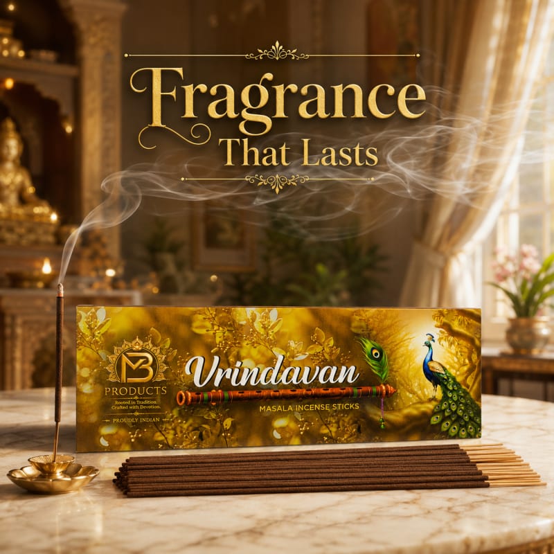 Chaitanya Global Vrindavan Masala Incense — Krishna-themed 200g devotional agarbatti