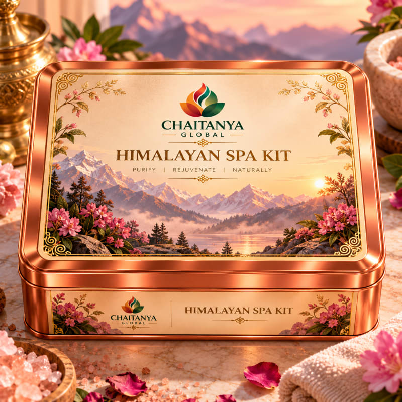 Chaitanya Global Himalayan Salt Spa Kit — copper tin with pink mountain lid