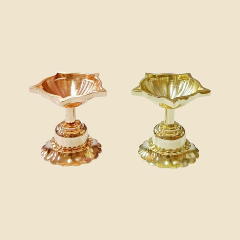 Rajwadi Brass Diya on a warm ivory background