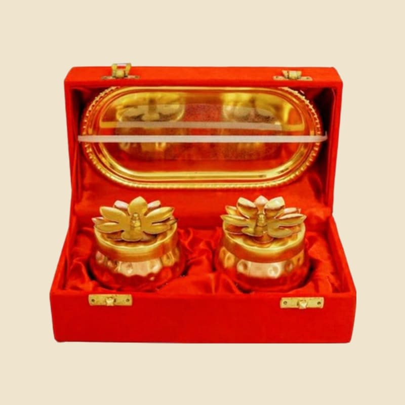 Matki and Kalash Gift Set on a warm ivory background