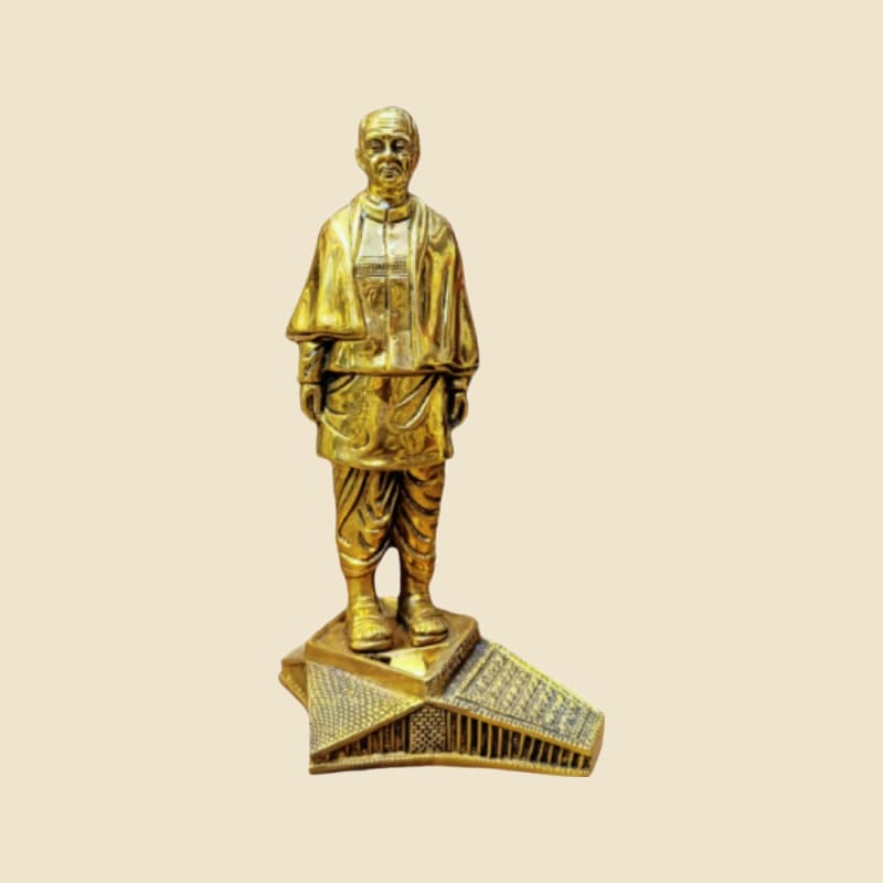 Brass Sardar Patel (Statue of Unity) Figure on a warm ivory background