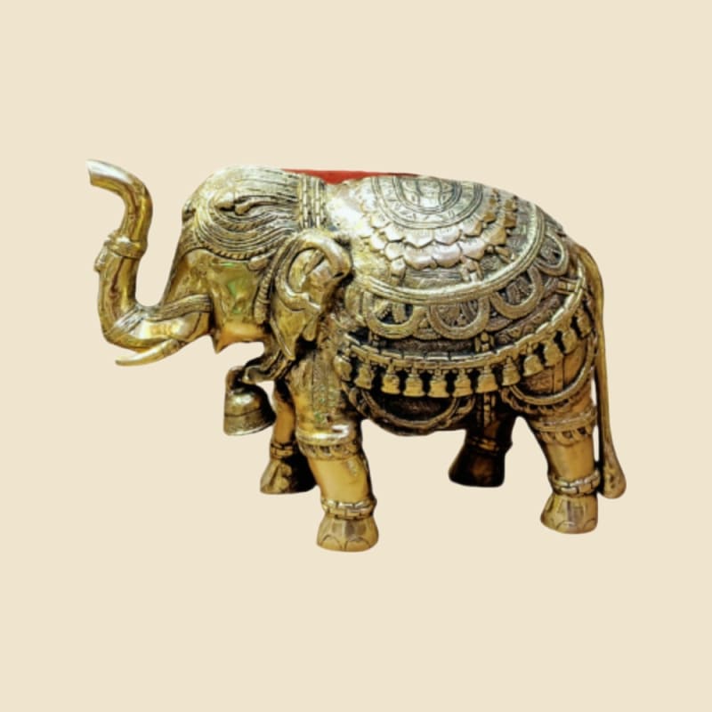 Brass Decorative Elephant on a warm ivory background