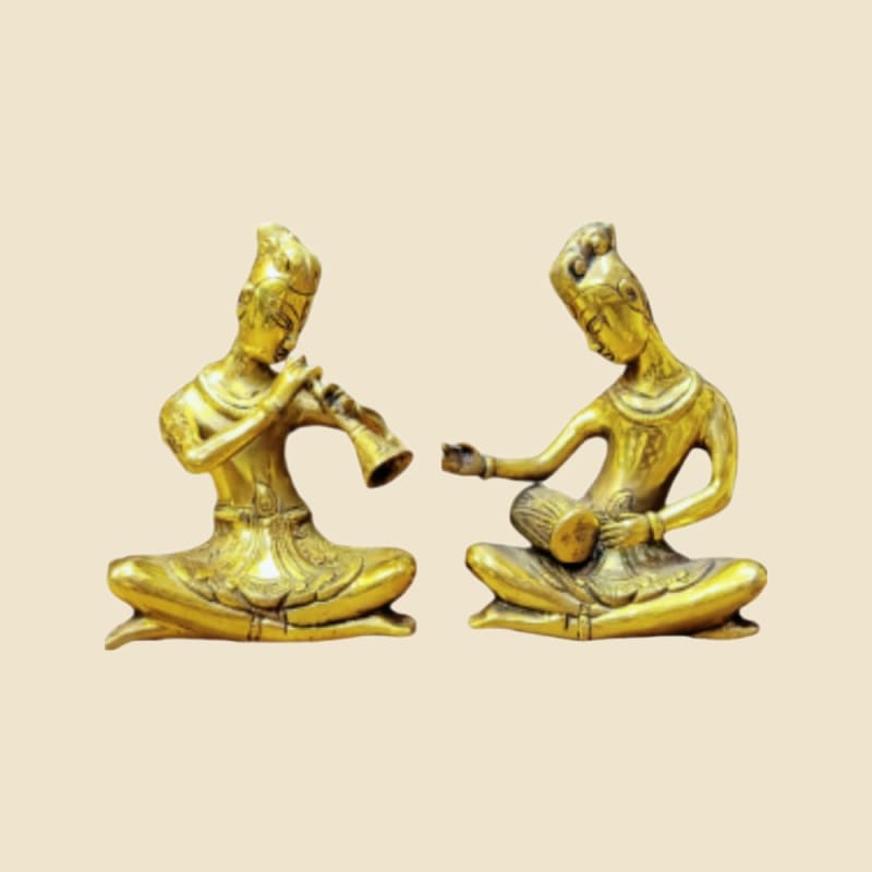 Brass Musician Duo on a warm ivory background
