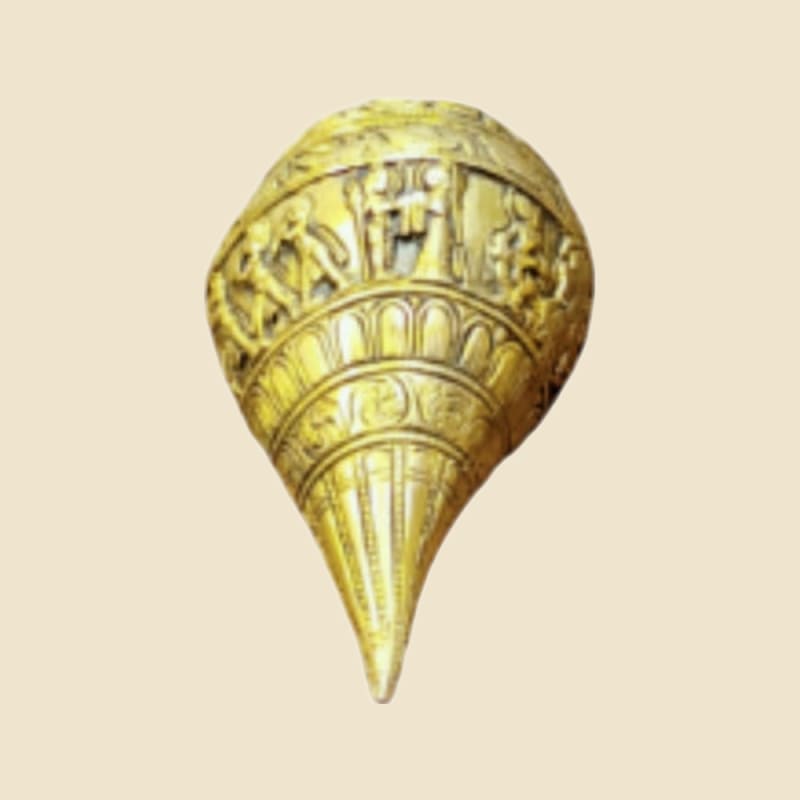 Brass Engraved Shankh on a warm ivory background