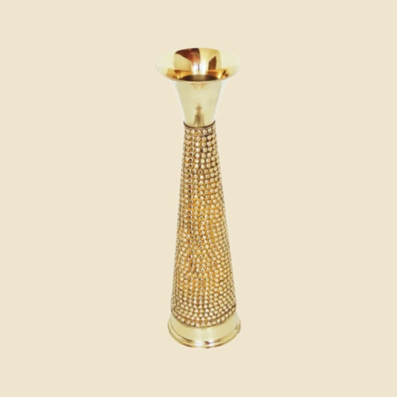 Tall Bead-studded Cylinder Vase on a warm ivory background