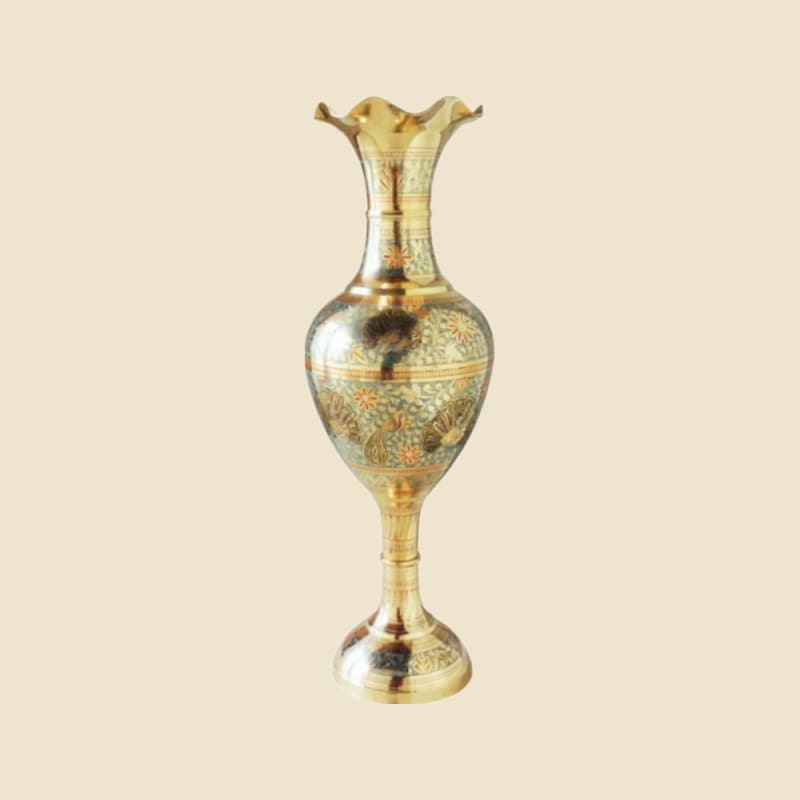 Etched Brass Vase on a warm ivory background
