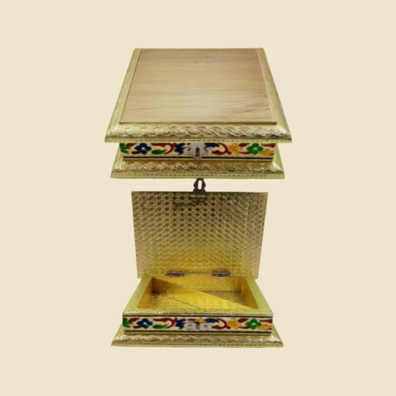 Peacock Meenakari Box on a warm ivory background