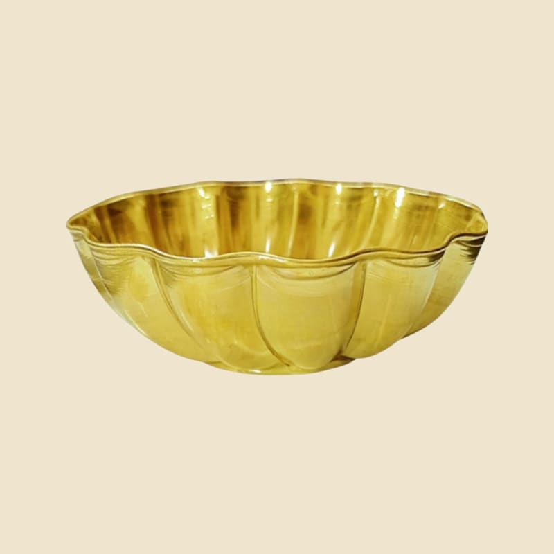Brass Fancy Flower Vati on a warm ivory background