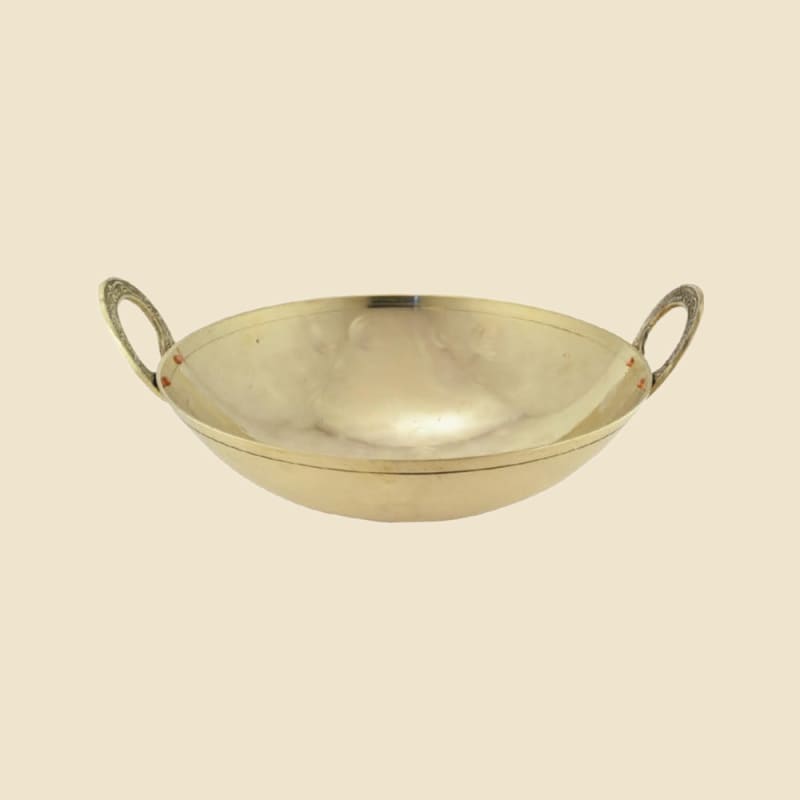 Brass Etched Kadhai on a warm ivory background