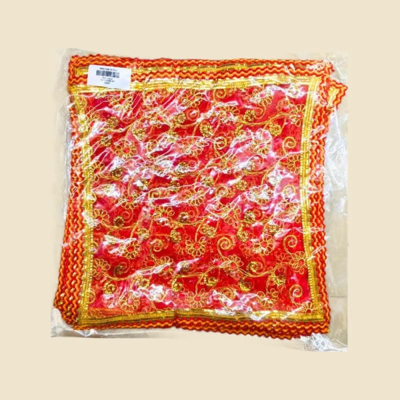 Embroidered Puja Chunri, Red, Size 9 (CI681307100U) on a warm ivory background