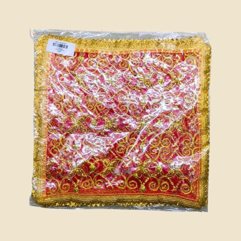Embroidered Puja Chunri, Red, Size 9 (CI807807100U) on a warm ivory background