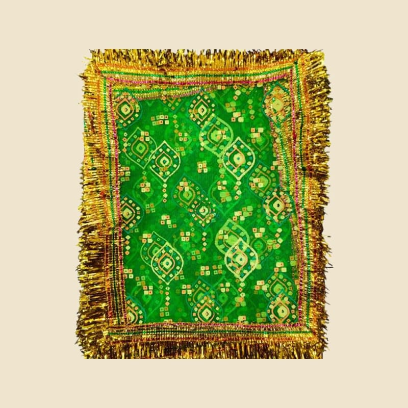 Embroidered Puja Chunri, Green, Size 12 (CL172772U) on a warm ivory background