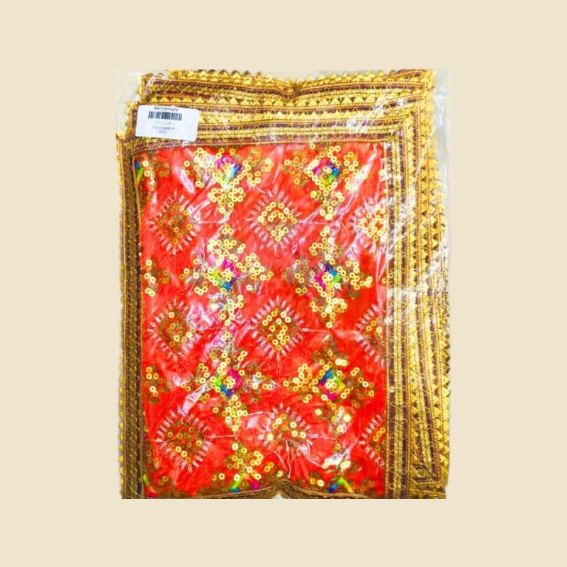 Embroidered Puja Chunri, Multicolour, Size 12 (6112966270) on a warm ivory background
