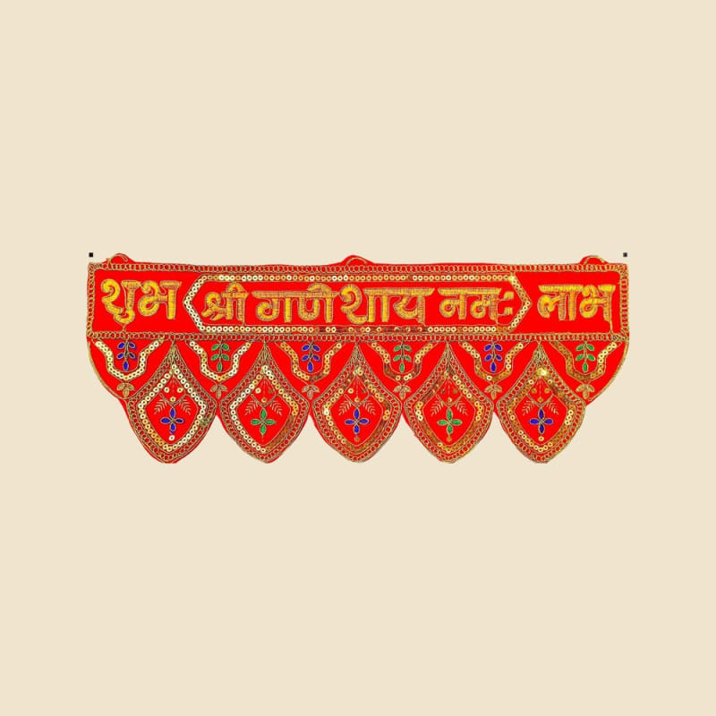 Embroidered Temple Toran, 18 Inch (CI 2011) on a warm ivory background