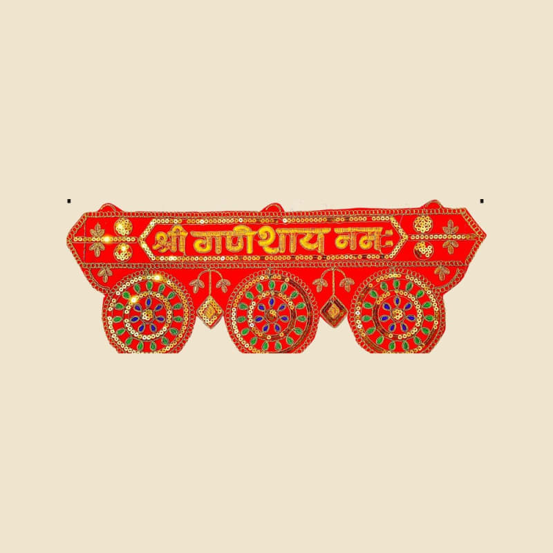 Embroidered Temple Toran, 18 Inch (CI 2013) on a warm ivory background