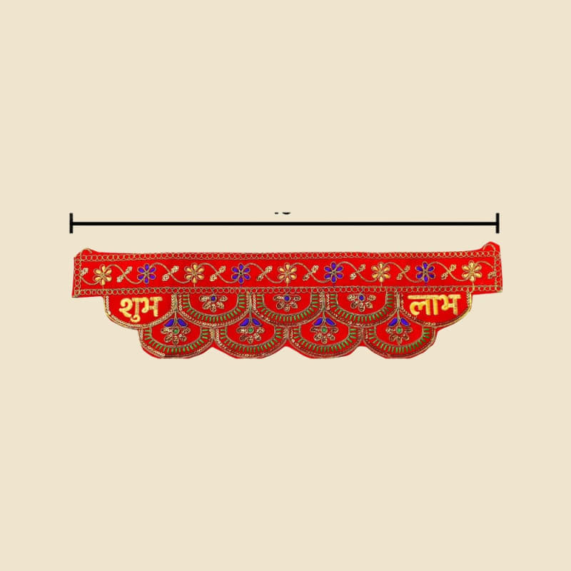 Embroidered Temple Toran, 18 Inch (CI 14352) on a warm ivory background