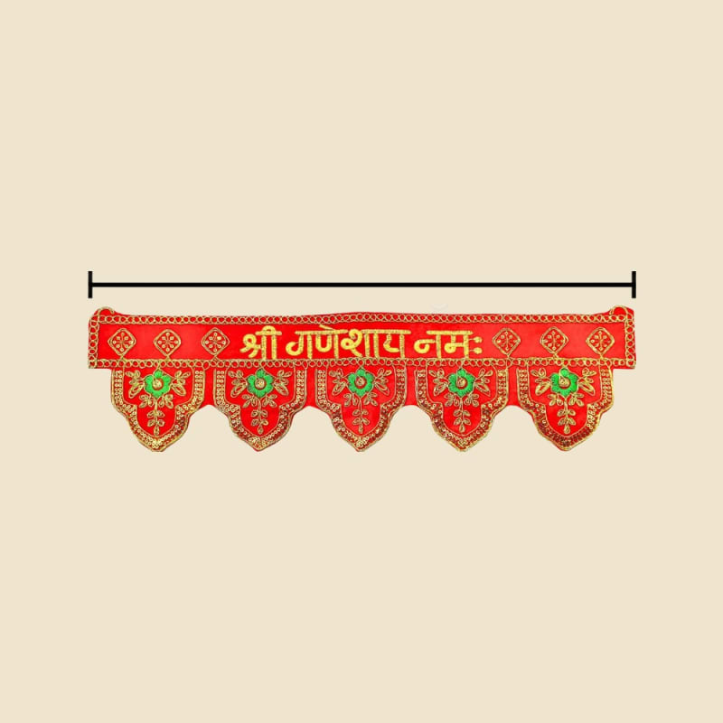 Embroidered Temple Toran, 18 Inch (CI 14353) on a warm ivory background