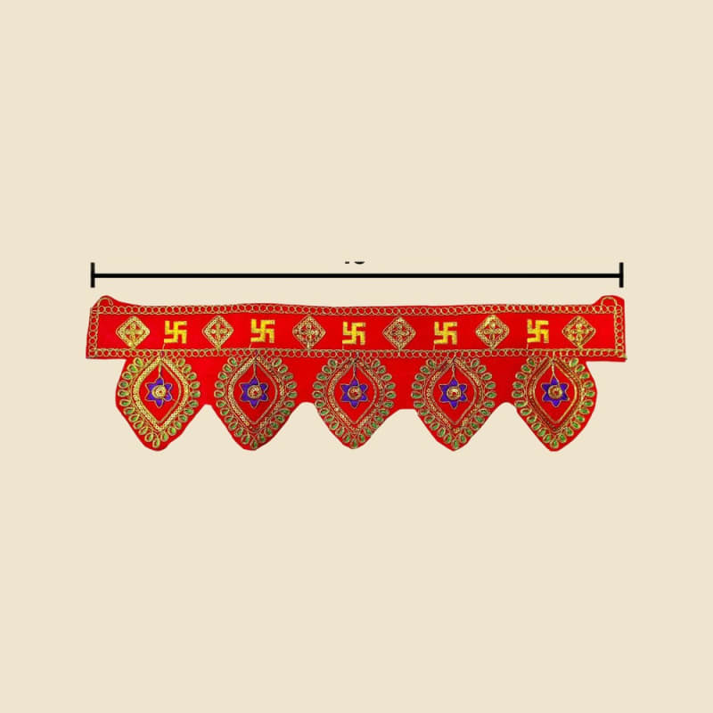 Embroidered Temple Toran, 18 Inch (CI 14355) on a warm ivory background
