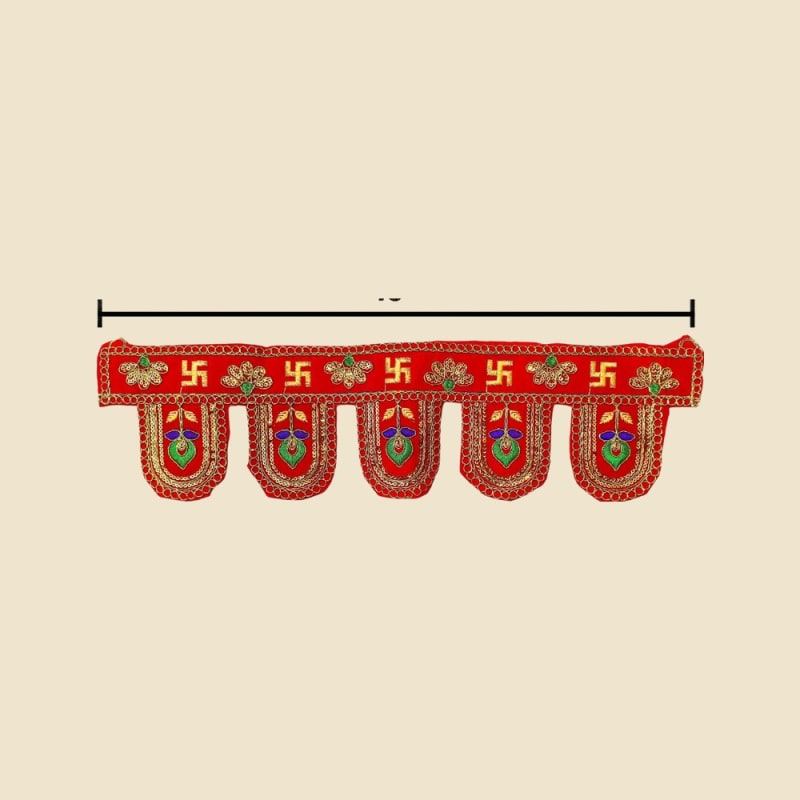 Embroidered Temple Toran, 18 Inch (CI 14360) on a warm ivory background