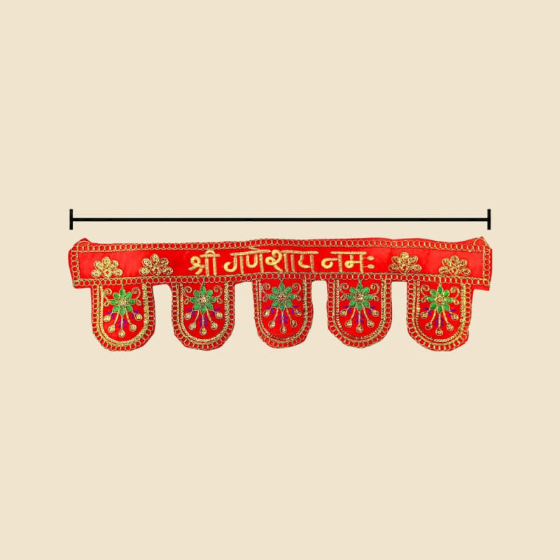 Embroidered Temple Toran, 18 Inch (CI 14362) on a warm ivory background