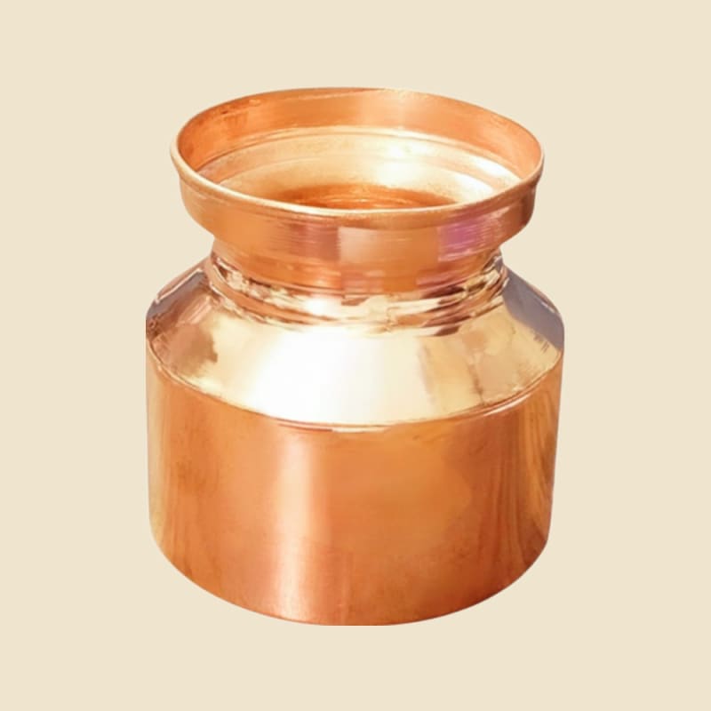 Copper Bombay Kalsi Lota on a warm ivory background