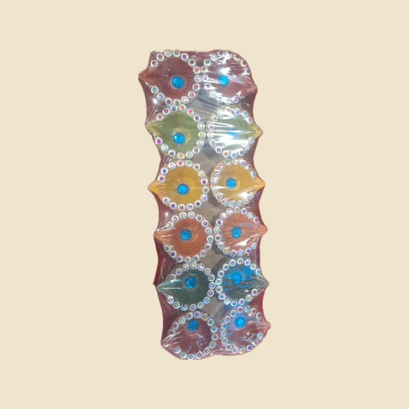 Decorative Diya and Tealight Set, Design 14 on a warm ivory background