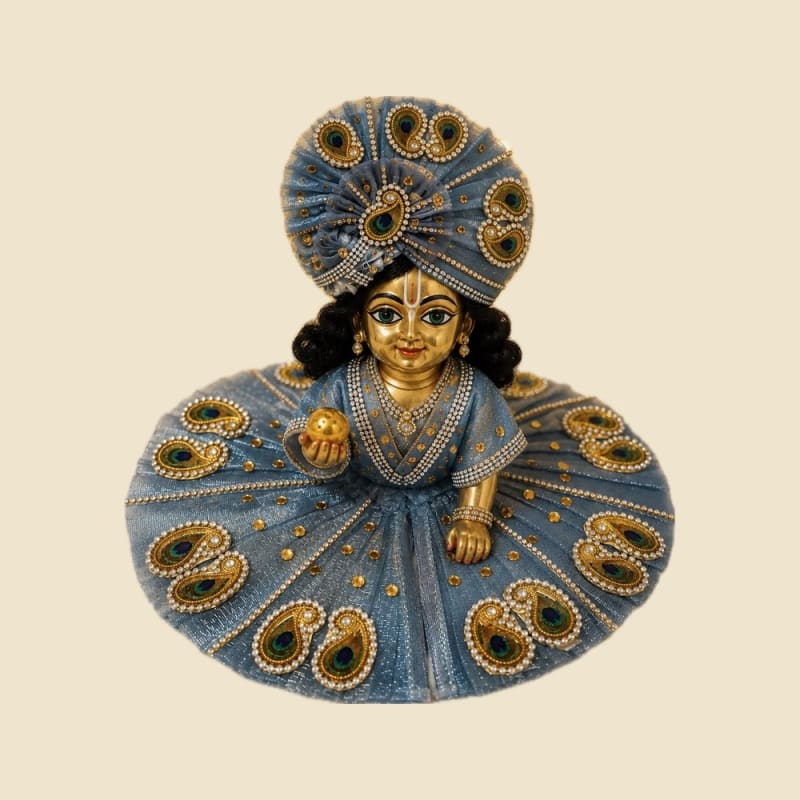 Laddu Gopal Poshak (Dress) Set, Design 13 on a warm ivory background