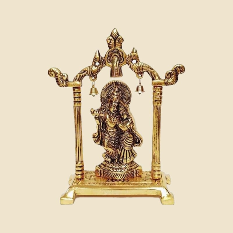 Krishna on Jhula on a warm ivory background