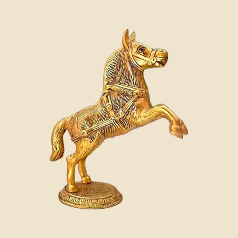 Rearing Horse Figurine on a warm ivory background