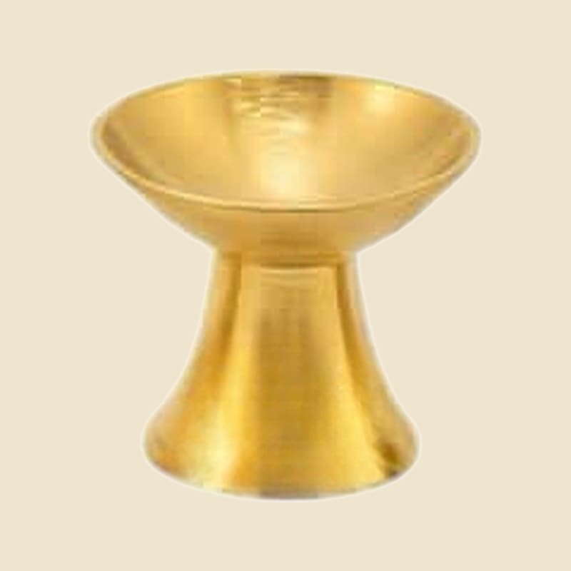 Smooth Brass Deepak, Small on a warm ivory background
